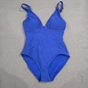 Tommy Bahama Royal Blue Ribbed One Piece Swimsuit V-Neck Adjustable Straps 14